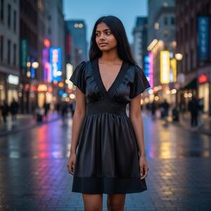 BCBGMAXAZRIA little black dress, v-neck, tie back size S